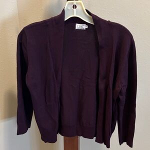 Cielo Women's Deep Purple Open-Front Cardigan